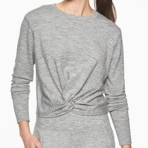 Athleta XS Grey Heather Front Twist Oversized Sweatshirt